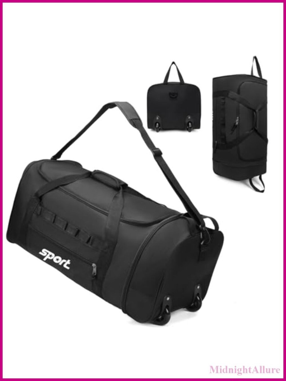 Large Rolling Duffel Bag 80L Foldable Lightweight Travel Luggage